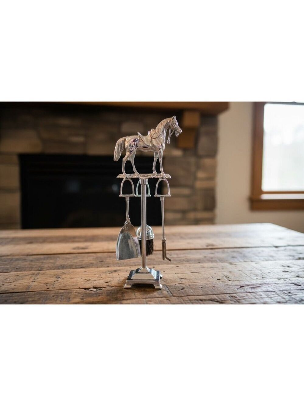 Vintage Chrome Horse Fireplace Tool Set Western Equestrian Decor - Picture 3 of 16